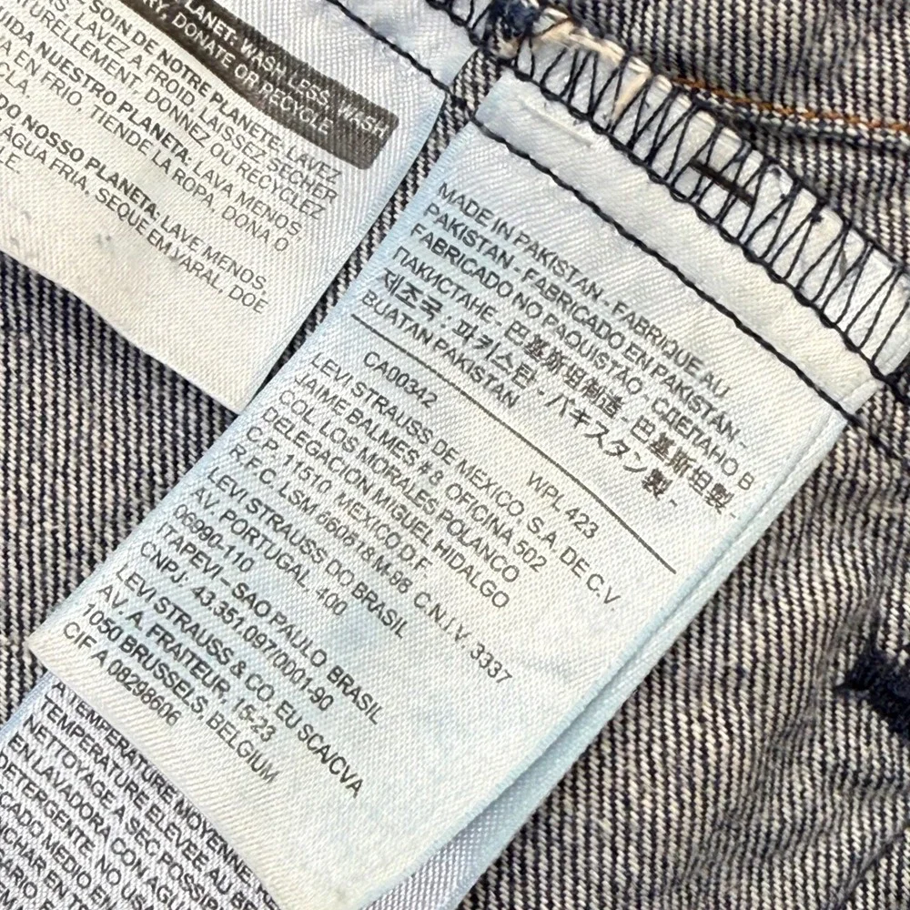 Levi‎ Strauss & Co Mens Dark Wash Denim Trucker Jacket Blue Cotton Size Large